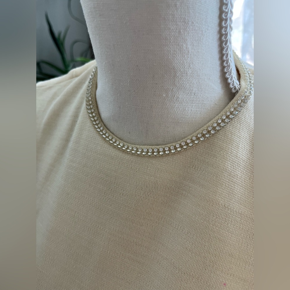 Vintage tennis dress style Butte Knit Charleston pleated rhinestone diamond wool - Picture 4 of 16